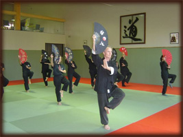 Cours de Tai Ji à l'éventail au dojo